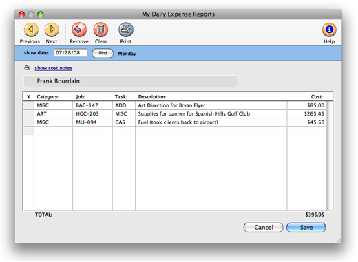 expense reporting. The My Daily Expense Report